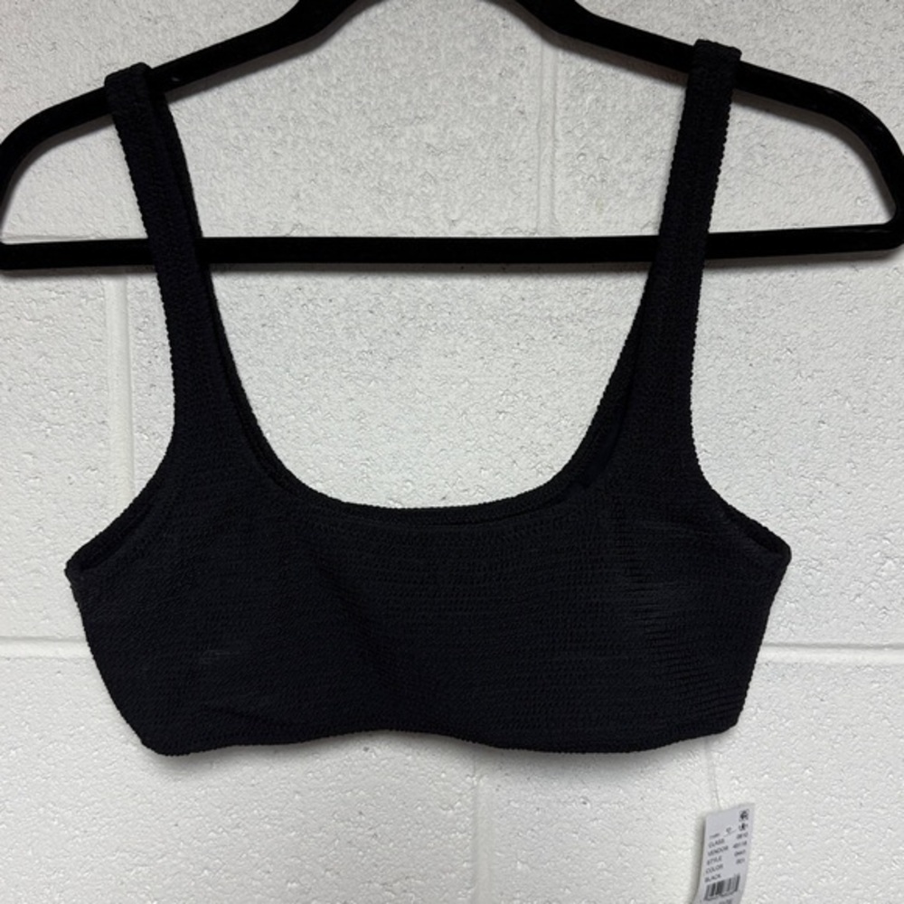PacSun Black Textured Square Neck Bikini Top Eco Swim Size M